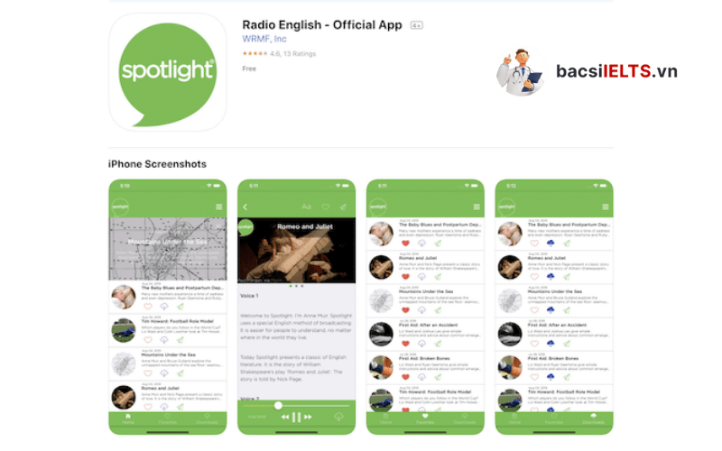 App luyện nghe tiếng Anh - Spotlight English