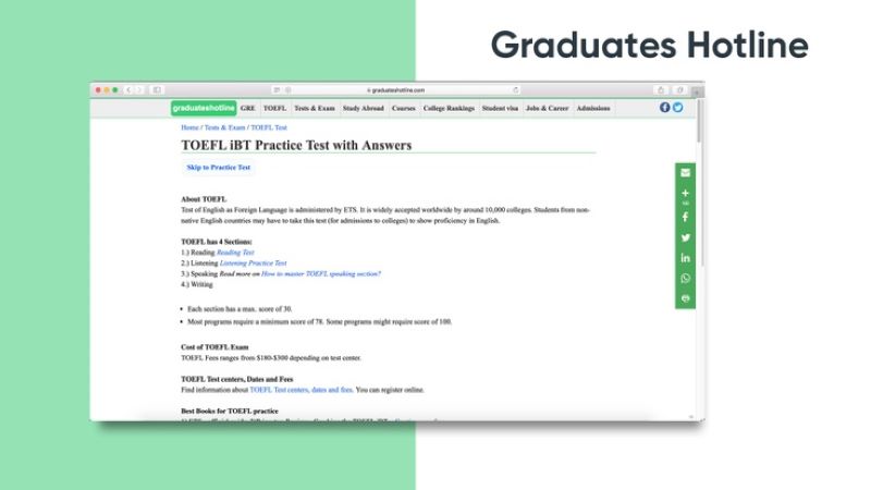 Thi thử TOEFL ITP online miễn phí tại Graduates Hotline