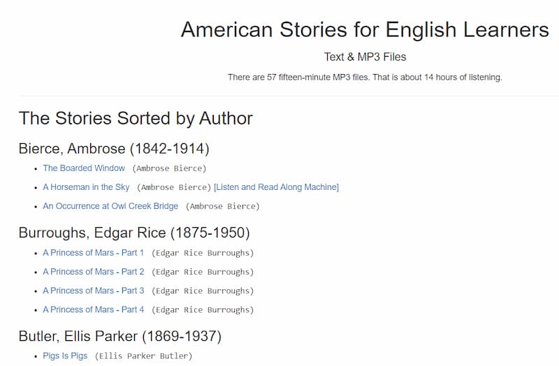 Web American Stories for English Learners