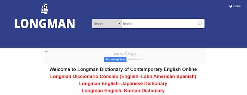 Web Longman Dictionary of Contemporary English Online